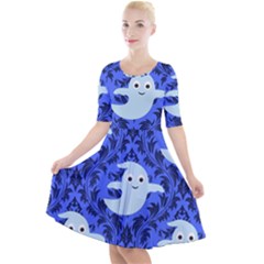 Ghost Pattern Quarter Sleeve A-line Dress by NerdySparkleGoth