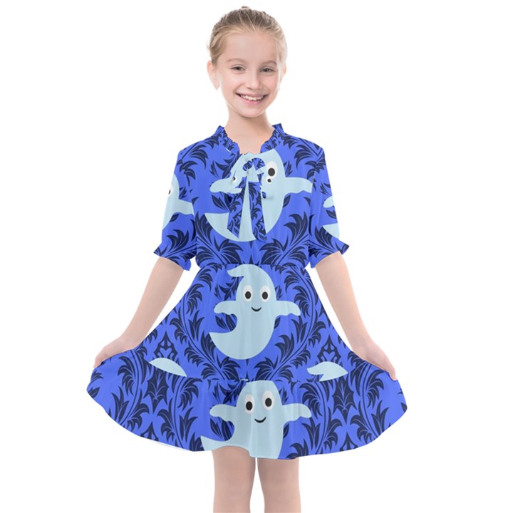 Ghost Pattern Kids  All Frills Chiffon Dress