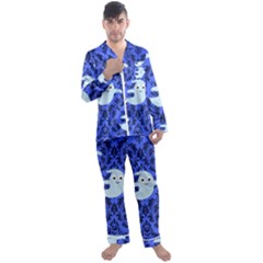 Ghost Pattern Men s Long Sleeve Satin Pajamas Set by NerdySparkleGoth