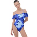 Ghost Pattern Frill Detail One Piece Swimsuit View1