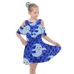 Ghost Pattern Kids  Shoulder Cutout Chiffon Dress by NerdySparkleGoth