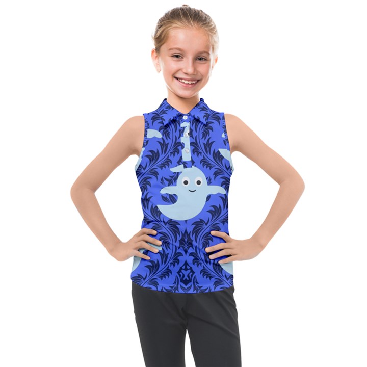 Ghost Pattern Kids  Sleeveless Polo Tee