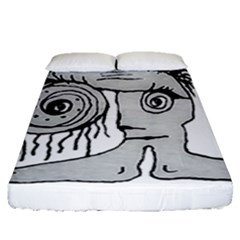 Weird Fantasy Creature Drawing Fitted Sheet (queen Size) by dflcprintsclothing