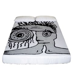 Weird Fantasy Creature Drawing Fitted Sheet (california King Size) by dflcprintsclothing