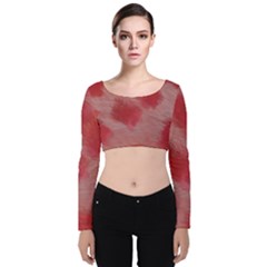 Strawberries Velvet Long Sleeve Crop Top by kiernankallan