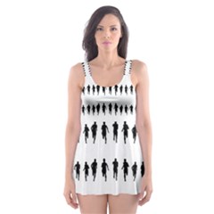 Athletic Running Graphic Silhouette Pattern Skater Dress Swimsuit by dflcprintsclothing