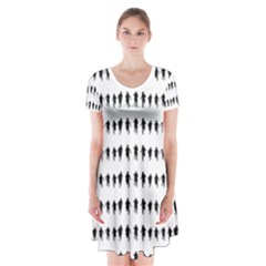 Athletic Running Graphic Silhouette Pattern Short Sleeve V-neck Flare Dress by dflcprintsclothing