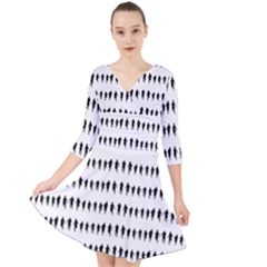 Athletic Running Graphic Silhouette Pattern Quarter Sleeve Front Wrap Dress