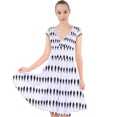 Athletic Running Graphic Silhouette Pattern Cap Sleeve Front Wrap Midi Dress by dflcprintsclothing