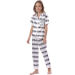 Athletic Running Graphic Silhouette Pattern Kids  Satin Short Sleeve Pajamas Set