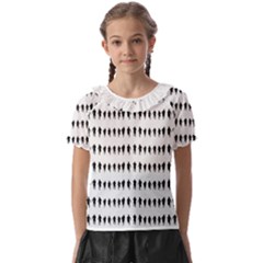 Athletic Running Graphic Silhouette Pattern Kids  Frill Chiffon Blouse by dflcprintsclothing