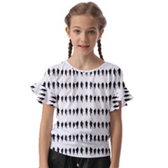 Athletic Running Graphic Silhouette Pattern Kids  Cut Out Flutter Sleeves