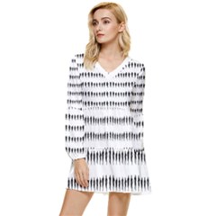 Athletic Running Graphic Silhouette Pattern Tiered Long Sleeve Mini Dress