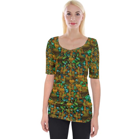 Love Forest Filled With Respect And The Flower Power Of Colors Wide Neckline Tee by pepitasart