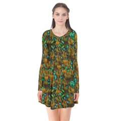 Love Forest Filled With Respect And The Flower Power Of Colors Long Sleeve V-neck Flare Dress by pepitasart