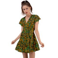 Love Forest Filled With Respect And The Flower Power Of Colors Flutter Sleeve Wrap Dress by pepitasart