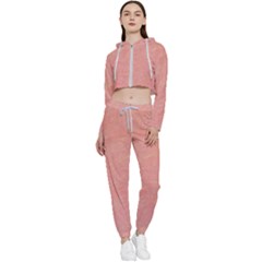 Peaches And Cream Cropped Zip Up Lounge Set