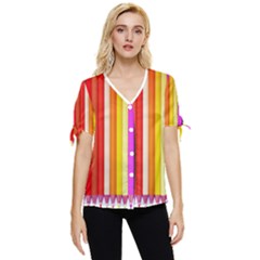 Ultimate Vibrant Bow Sleeve Button Up Top by hullstuff