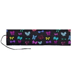 Bows On Black Roll Up Canvas Pencil Holder (l) by Daria3107