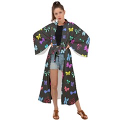 Bows On Black Maxi Kimono by Daria3107