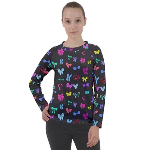 Bows On Black Women s Long Sleeve Raglan Tee by Daria3107