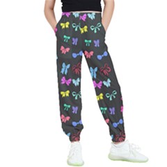 Bows On Black Kids  Elastic Waist Pants