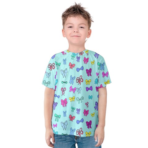 Bows On Blue Kids  Cotton Tee by Daria3107