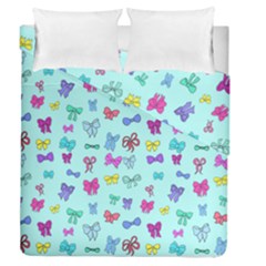 Bows On Blue Duvet Cover Double Side (queen Size) by Daria3107