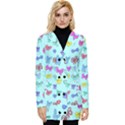 Bows on blue Button Up Hooded Coat  View1