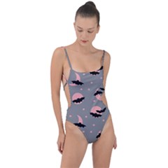 Bat Tie Strap One Piece Swimsuit by SychEva