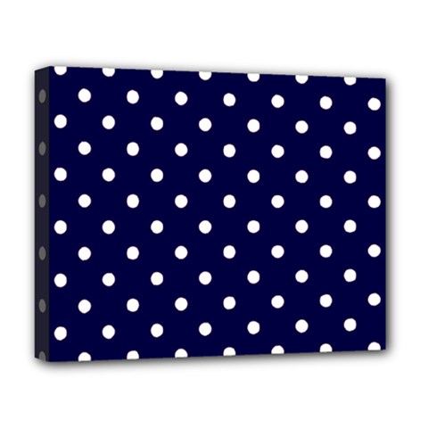 1950 Navy Blue White Dots Deluxe Canvas 20  X 16  (stretched) by SomethingForEveryone