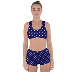 1950 Navy Blue White Dots Racerback Boyleg Bikini Set by SomethingForEveryone