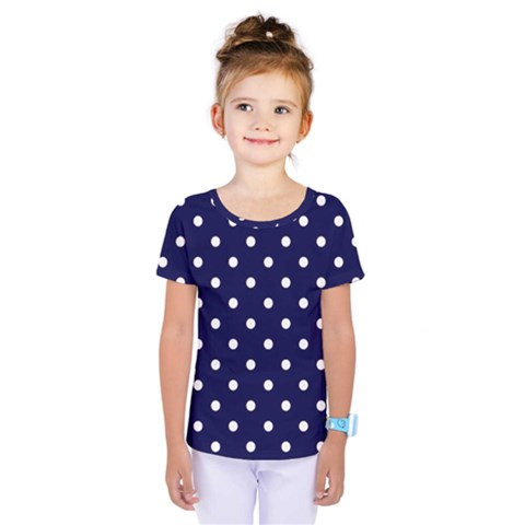 1950 Navy Blue White Dots Kids  One Piece Tee by SomethingForEveryone