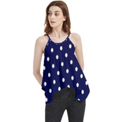 1950 Navy Blue White Dots Flowy Camisole Tank Top by SomethingForEveryone