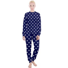 1950 Navy Blue White Dots Women s Lounge Set by SomethingForEveryone