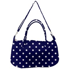 1950 Navy Blue White Dots Removal Strap Handbag by SomethingForEveryone