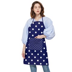 1950 Navy Blue White Dots Pocket Apron