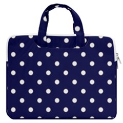 1950 Navy Blue White Dots Macbook Pro Double Pocket Laptop Bag