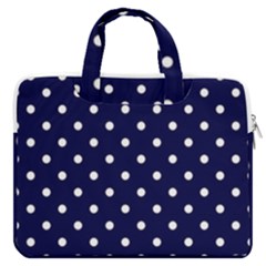 1950 Navy Blue White Dots Macbook Pro Double Pocket Laptop Bag (large)