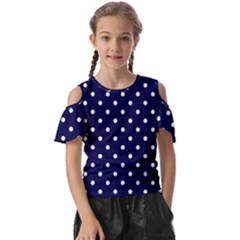 1950 Navy Blue White Dots Kids  Butterfly Cutout Tee