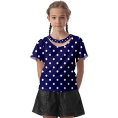 1950 Navy Blue White Dots Kids  Front Cut Tee by SomethingForEveryone