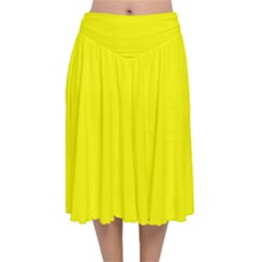 Yellow Velvet Flared Midi Skirt by SomethingForEveryone