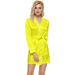 Yellow Long Sleeve Satin Robe