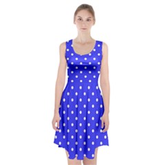 1950 Purple Blue White Dots Racerback Midi Dress