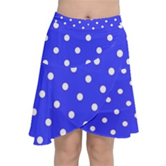 1950 Purple Blue White Dots Chiffon Wrap Front Skirt