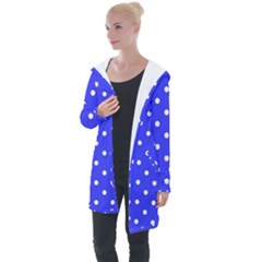 1950 Purple Blue White Dots Longline Hooded Cardigan