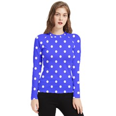 1950 Purple Blue White Dots Women s Long Sleeve Rash Guard