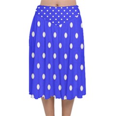 1950 Purple Blue White Dots Velvet Flared Midi Skirt by SomethingForEveryone