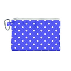 1950 Purple Blue White Dots Canvas Cosmetic Bag (medium) by SomethingForEveryone