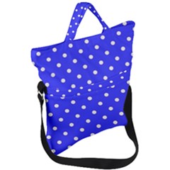 1950 Purple Blue White Dots Fold Over Handle Tote Bag by SomethingForEveryone